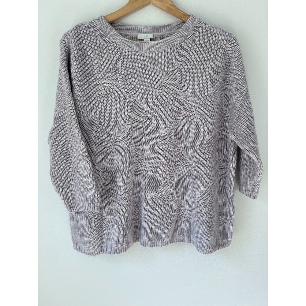 J. Jill Lavender Cable Textured Knit 3/4 Sleeve Cotton Sweater Sz S Pet Luxury‎